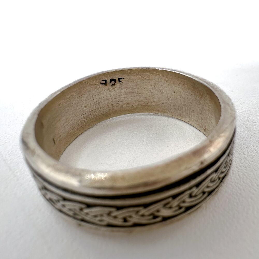 Vtg Mens Celtic Spinner Ring Sterling Silver Braided 90s Fashion 925 Size 10.25 - Picture 5 of 12